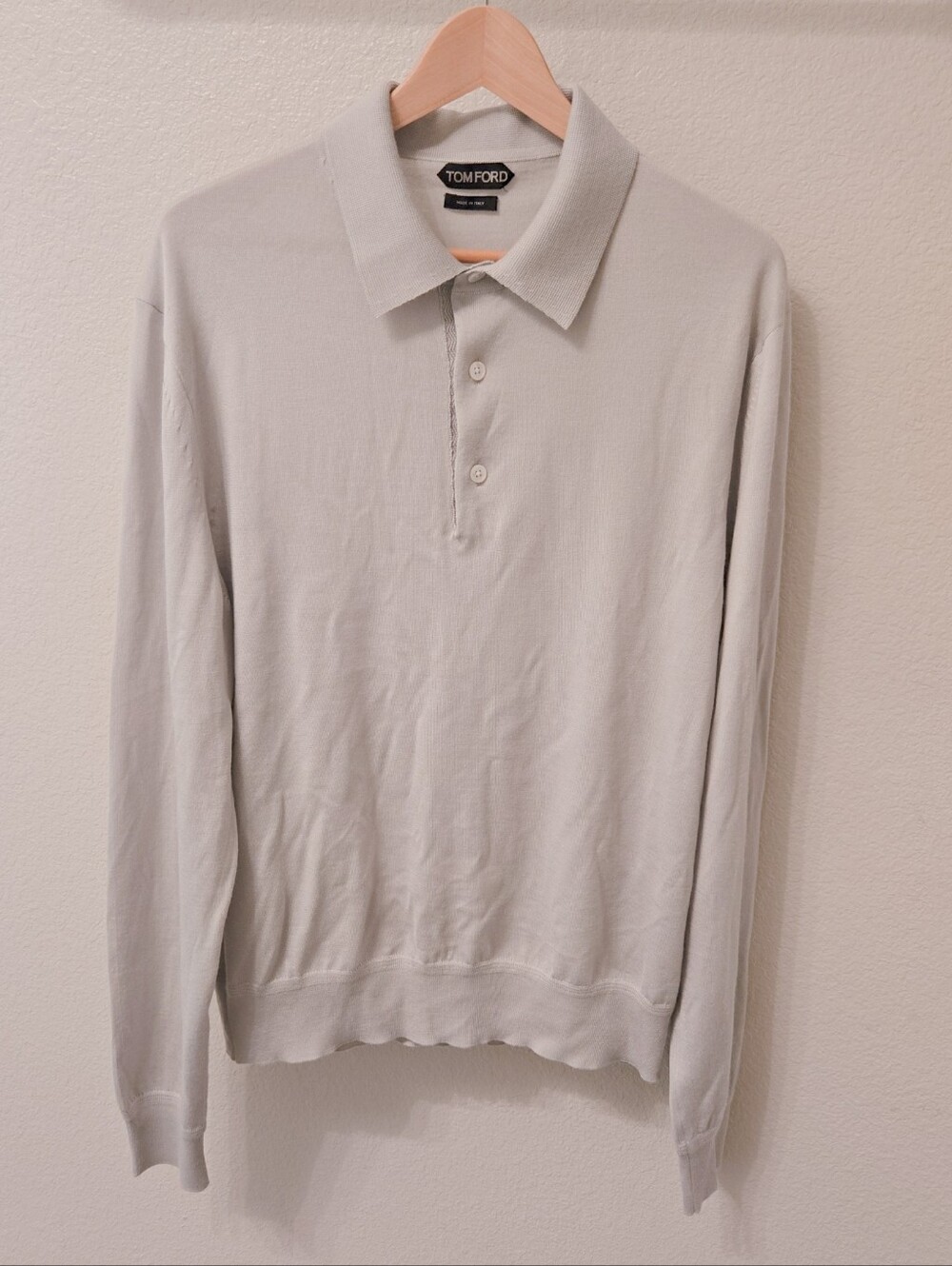 Tom Ford Mint Green Long-Sleeve Polo Shirt - Picture 2 of 8